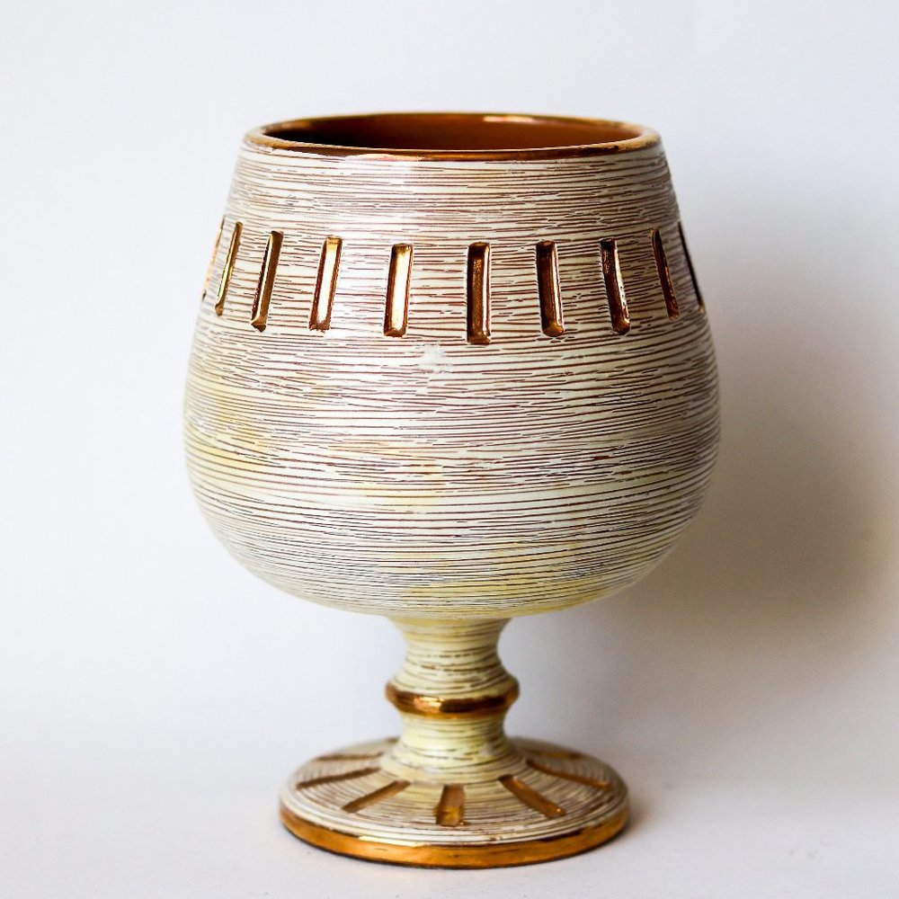 1960's Fratelli Fanciullacci Chalice Shaped Textured Italian Pottery